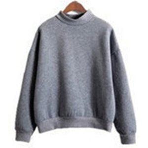 Covrlge Women's Thin Velvet Fashionable Long Sleeve Casual Sweatshirt Solid 10 Candy Colors Kawaii Sweatshirt Clothing WWW001