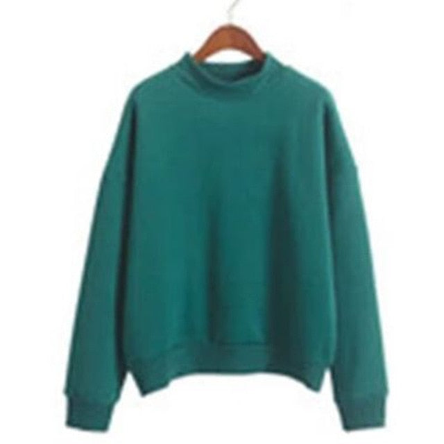 Covrlge Women's Thin Velvet Fashionable Long Sleeve Casual Sweatshirt Solid 10 Candy Colors Kawaii Sweatshirt Clothing WWW001