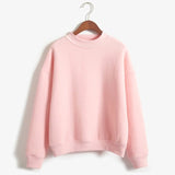Covrlge Women's Thin Velvet Fashionable Long Sleeve Casual Sweatshirt Solid 10 Candy Colors Kawaii Sweatshirt Clothing WWW001