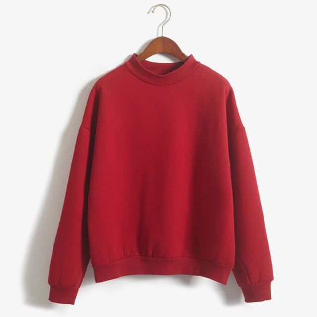 Covrlge Women's Thin Velvet Fashionable Long Sleeve Casual Sweatshirt Solid 10 Candy Colors Kawaii Sweatshirt Clothing WWW001