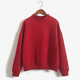 Covrlge Women's Thin Velvet Fashionable Long Sleeve Casual Sweatshirt Solid 10 Candy Colors Kawaii Sweatshirt Clothing WWW001