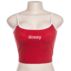 Women Sexy Crop Top Camisole Adjustable Shoulder Straps Round Neck Letter Sleeveless Crop Top Summer Vest Women Beach Camisole