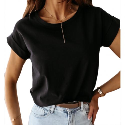 Tshirt Women Round Neck Short Sleeve White Solid Black Ladies Tshirts Halter 2020 Summer Fashion Casual T Shirts футболка женски