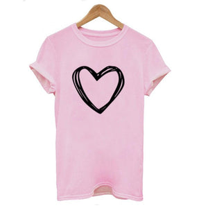 Heart Print T Shirt Women Short Sleeve O Neck Loose Tshirt 2020 Summer Women Tee Shirt Tops Camisetas Mujer