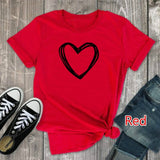 Heart Print T Shirt Women Short Sleeve O Neck Loose Tshirt 2020 Summer Women Tee Shirt Tops Camisetas Mujer