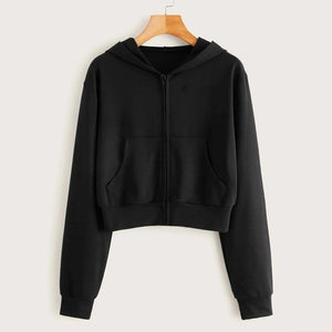 lose weight White Women Casual Solid Long Sleeve Zipper Pocket Shirt Hooded Sweatshirt Tops hoodies women ropa mujer